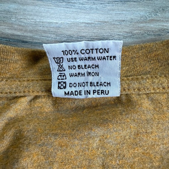 Y2K Peru Emboirdered Nazca Lines Orange Rust Brown Tee Cotton Made in Peru Large - Picture 4 of 7